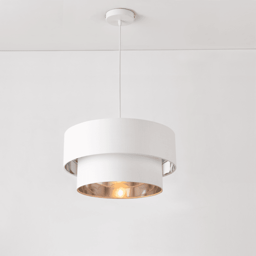 Candeeiro suspenso Lopar - E27 - 60W - Tecido metálico - 149 x Ø 40 cm Branco e Prata lux.pro lux.pro.
