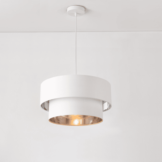 Candeeiro suspenso Lopar - E27 - 60W - Tecido metálico - 149 x Ø 40 cm Branco e Prata lux.pro lux.pro.
