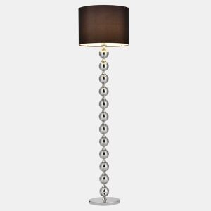 lux.pro Candeeiro de pé - E27  60 W  230 V - preto-cromo (155cm - 48 cm) - coluna esférica