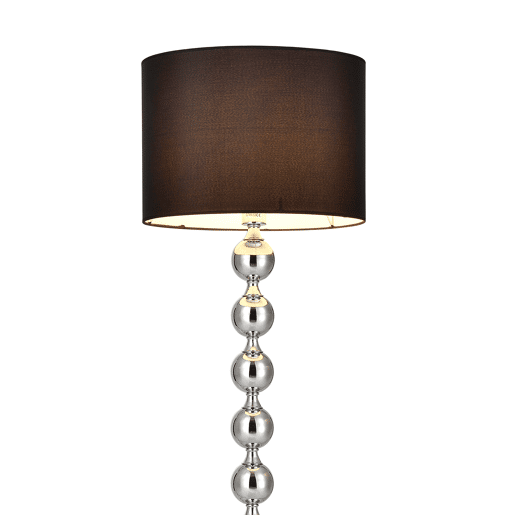 lux.pro Candeeiro de pé - E27  60 W  230 V - preto-cromo (155cm - 48 cm) - coluna esférica