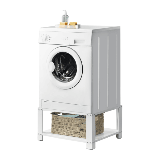 Pedestal para máquina de lavar Courtavon com prateleira inferior até 150 kg aço 63 x 54 x 31 cm - Branco en.casa