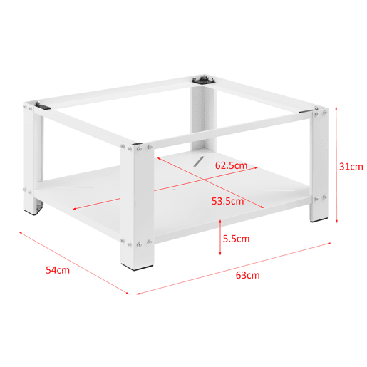 Pedestal para máquina de lavar Courtavon com prateleira inferior até 150 kg aço 63 x 54 x 31 cm - Branco en.casa