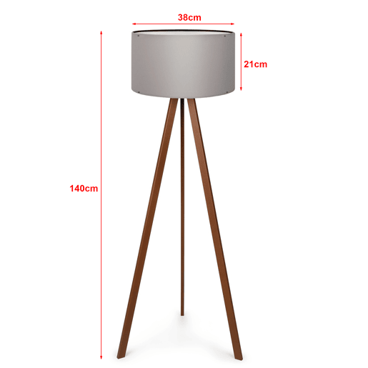 Candeeiro de pé tripé Newport 1xE27 20 W MDF PVC 21 x Ø 38 cm - Cinzento  Efeito madeira lux.pro lux.pro.