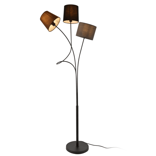 Candeeiro de pé Treviso - 146 x Ø 18 cm - Tecido metálico - Castanho Preto Cinzento Castanho - 3 x E14 lux.pro lux.pro