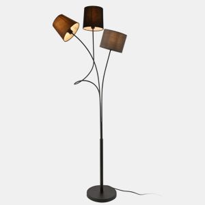 Candeeiro de pé Treviso - 146 x Ø 18 cm - Tecido metálico - Castanho Preto Cinzento Castanho - 3 x E14 lux.pro lux.pro