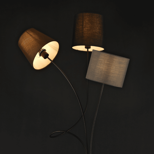 Candeeiro de pé Treviso - 146 x Ø 18 cm - Tecido metálico - Castanho Preto Cinzento Castanho - 3 x E14 lux.pro lux.pro