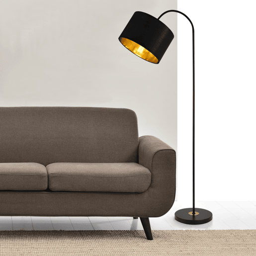 Candeeiro de pé Toledo - 173 x Ø 35 cm - 1xE27 - Abajur giratório - Metal - Tecido - preto lux.pro lux.pro