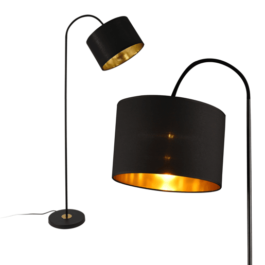 Candeeiro de pé Toledo - 173 x Ø 35 cm - 1xE27 - Abajur giratório - Metal - Tecido - preto lux.pro lux.pro