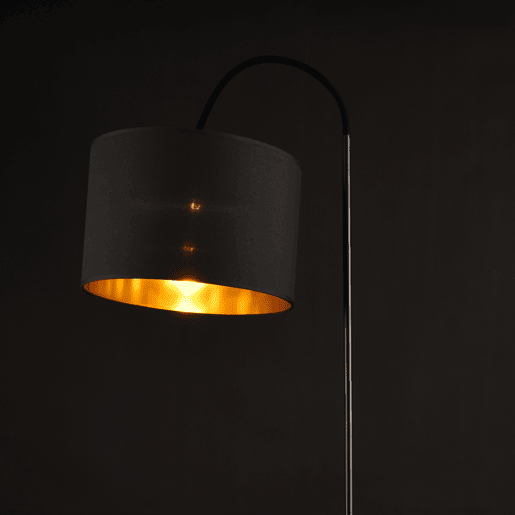 Candeeiro de pé Toledo - 173 x Ø 35 cm - 1xE27 - Abajur giratório - Metal - Tecido - preto lux.pro lux.pro