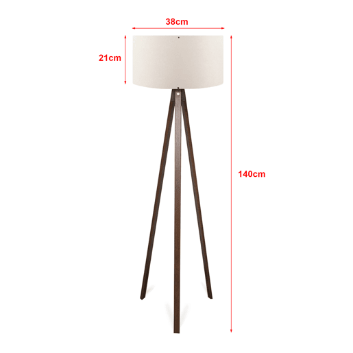 Candeeiro de pé tripé Newport 1xE27 20 W MDF têxtil 21 x Ø 38 cm efeito madeira  creme lux.pro lux.pro.