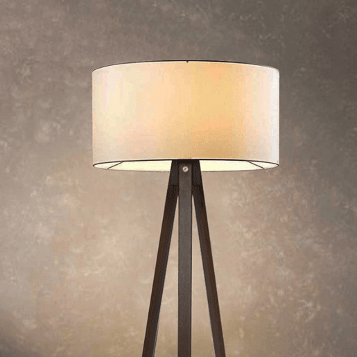 Candeeiro de pé tripé Newport 1xE27 20 W MDF têxtil 21 x Ø 38 cm efeito madeira  creme lux.pro lux.pro.