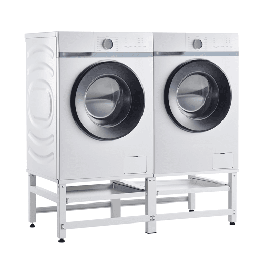 Pedestal duplo Bothel para máquina de lavar roupa e máquina de secar roupa Prateleira extraível 124 x 54 x 37 cm branco en.casa