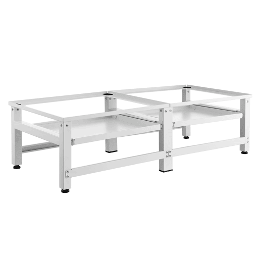 Pedestal duplo Bothel para máquina de lavar roupa e máquina de secar roupa Prateleira extraível 124 x 54 x 37 cm branco en.casa