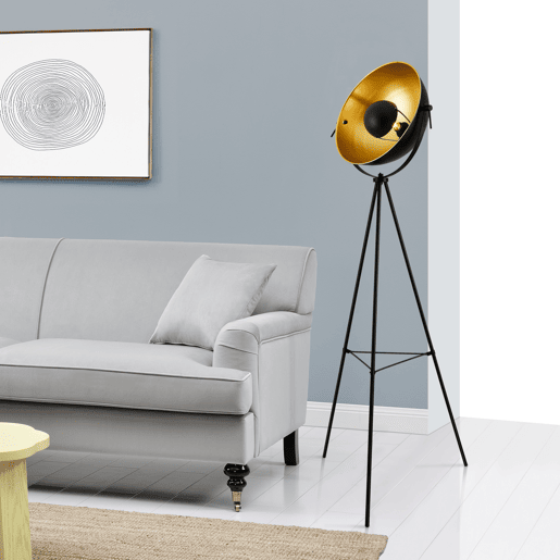 Candeeiro de pé Angers - Tripé - 158 x 40 cm - Metal - Preto e latão - 1xE27 - 60W lux.pro lux.pro.
