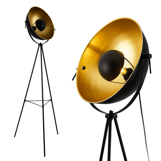 Candeeiro de pé Angers - Tripé - 158 x 40 cm - Metal - Preto e latão - 1xE27 - 60W lux.pro lux.pro.