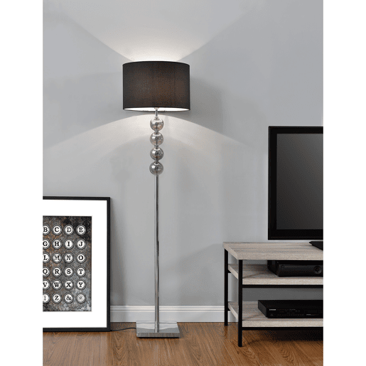 lux.pro Candeeiro de pé 'Spheridern' -- E27  60 W  230 V - preto-cromo (155cm - 37,5 cm)