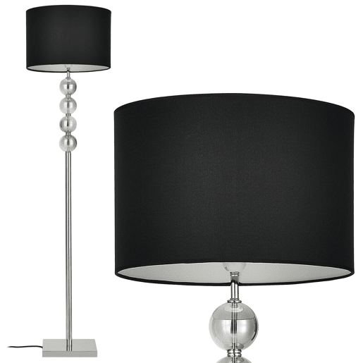 lux.pro Candeeiro de pé 'Spheridern' -- E27  60 W  230 V - preto-cromo (155cm - 37,5 cm)
