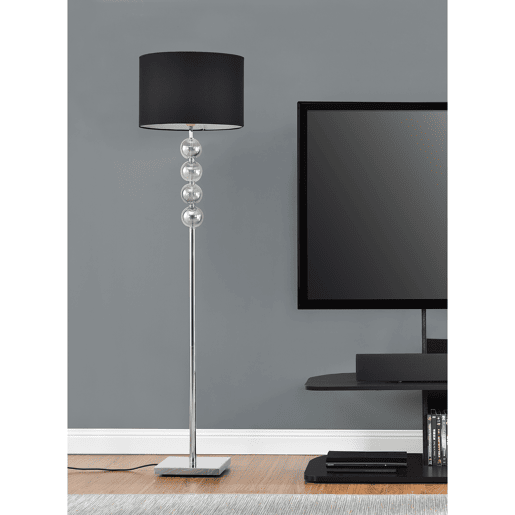 lux.pro Candeeiro de pé 'Spheridern' -- E27  60 W  230 V - preto-cromo (155cm - 37,5 cm)