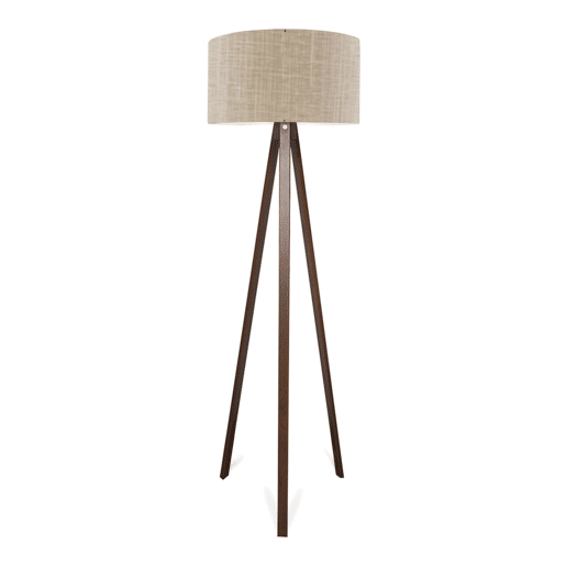 Candeeiro de pé tripé Newport 1xE27 20 W MDF têxtil 21 x Ø 38 cm - Castanho claro  Efeito madeira lux.pro.