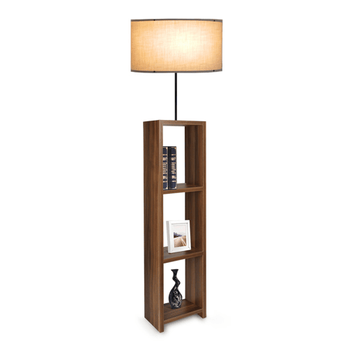 Candeeiro de pé Redditch 1xE27 20 W metal MDF tecido 21 x Ø 38 cm bege  madeira lux.pro.
