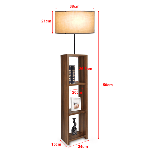 Candeeiro de pé Redditch 1xE27 20 W metal MDF tecido 21 x Ø 38 cm bege  madeira lux.pro.