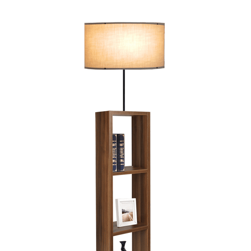 Candeeiro de pé Redditch 1xE27 20 W metal MDF tecido 21 x Ø 38 cm bege  madeira lux.pro.
