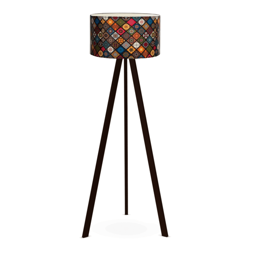 Candeeiro de pé tripé Newport 1xE27 20 W MDF PVC 21 x Ø 38 cm preto  multicolor lux.pro lux.pro.