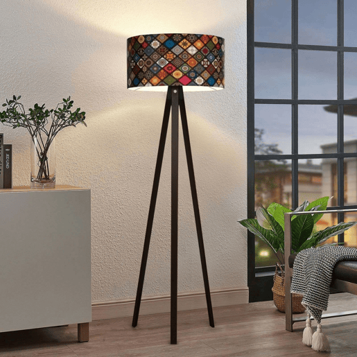 Candeeiro de pé tripé Newport 1xE27 20 W MDF PVC 21 x Ø 38 cm preto  multicolor lux.pro lux.pro.