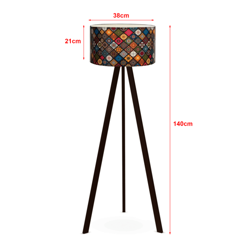 Candeeiro de pé tripé Newport 1xE27 20 W MDF PVC 21 x Ø 38 cm preto  multicolor lux.pro lux.pro.