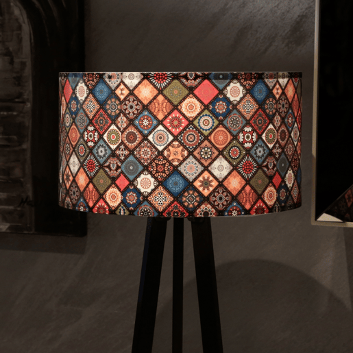 Candeeiro de pé tripé Newport 1xE27 20 W MDF PVC 21 x Ø 38 cm preto  multicolor lux.pro lux.pro.