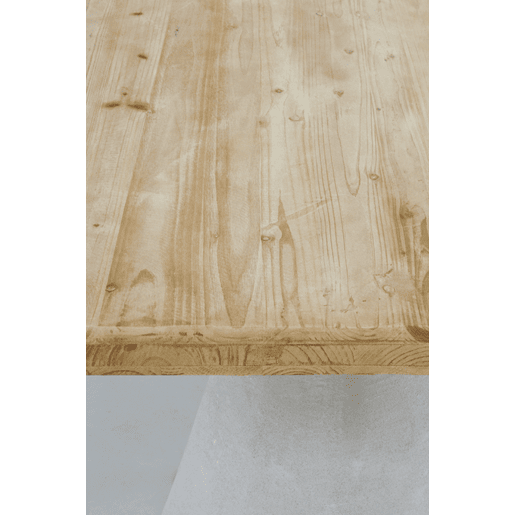 Mesa de jantar em madeira de abeto e base em poliresina branca