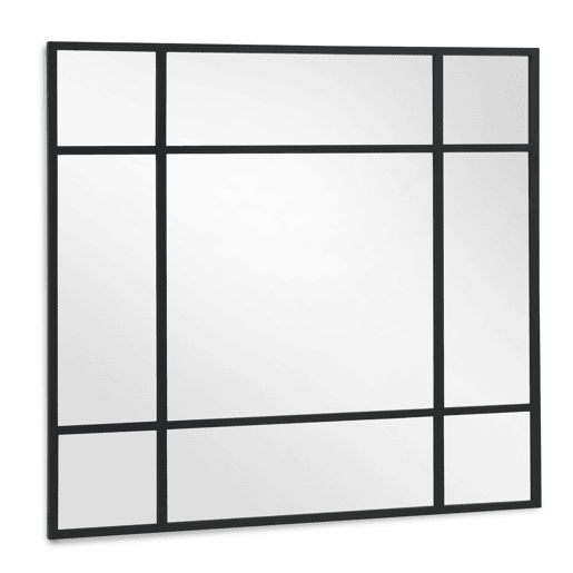 Espelho quadrado 130x130 estrutura metal preto