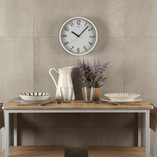Relógio de Parede Versa Branco Plástico Quartzo 4,3 x 25 x 25 cm
