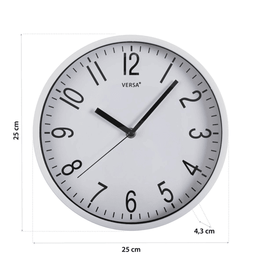 Relógio de Parede Versa Branco Plástico Quartzo 4,3 x 25 x 25 cm