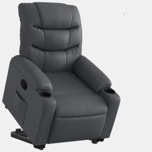 vidaXL Poltrona reclinável elevatória couro artificial cinzento