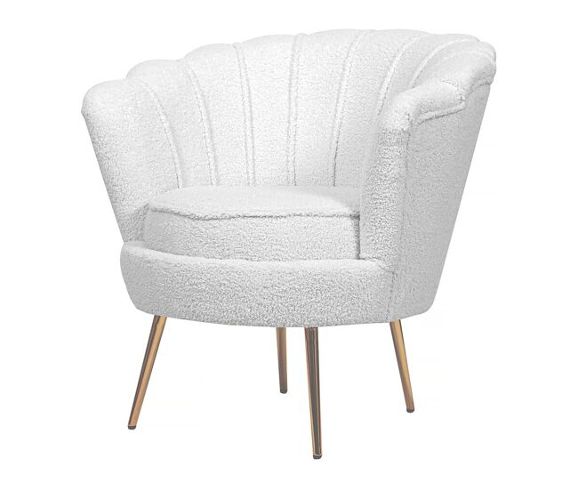 Sillón de terciopelo "floria" - 75 x 68 x 77,5 cm - blanco