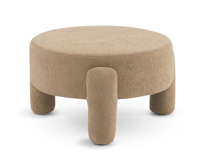 Puf estructura y patas tapizadas en boucle topo