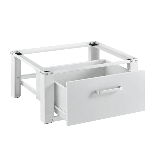 Pedestal para máquina de lavar roupa com gaveta até 150 kg Aço Alumínio 63 x 54 x 31 cm Branco en.casa