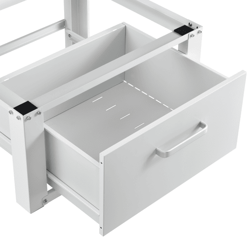 Pedestal para máquina de lavar roupa com gaveta até 150 kg Aço Alumínio 63 x 54 x 31 cm Branco en.casa