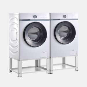 Pedestal duplo Cremlingen para máquina de lavar roupa e máquina de secar roupa aço 127 x 54 x 31 cm branco en.casa