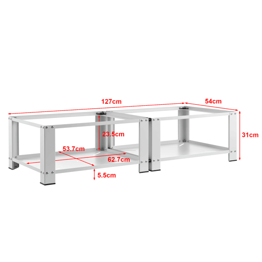 Pedestal duplo Cremlingen para máquina de lavar roupa e máquina de secar roupa aço 127 x 54 x 31 cm branco en.casa
