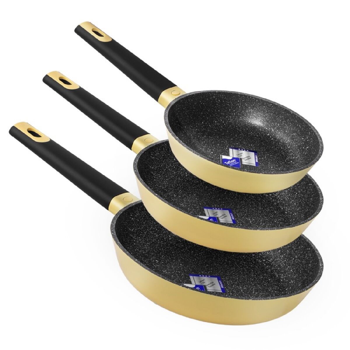 Set de 3 sartenes Polka Excellence 20-24-28 Bucket Set Vulcano amarillo Ø20/Ø24/Ø28 cm