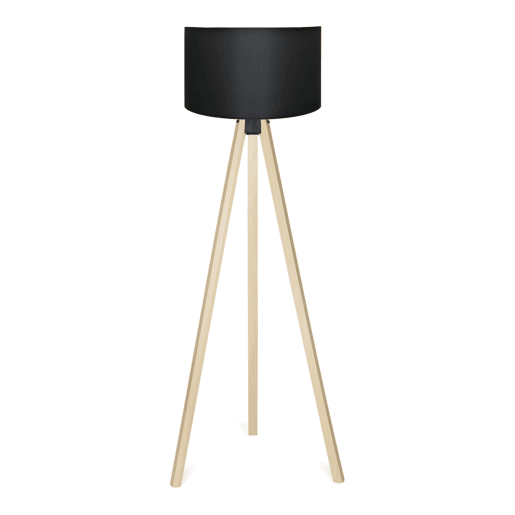 Candeeiro de pé tripé Newport 1xE27 20 W MDF têxtil 21 x Ø 38 cm efeito madeira  preto lux.pro lux.pro.