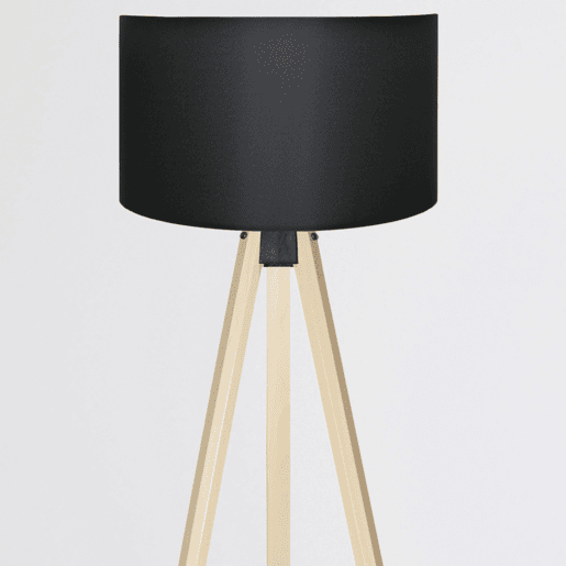 Candeeiro de pé tripé Newport 1xE27 20 W MDF têxtil 21 x Ø 38 cm efeito madeira  preto lux.pro lux.pro.