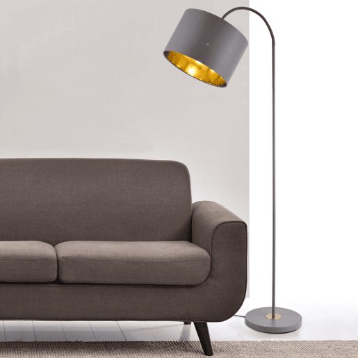 Candeeiro de pé Toledo -173 x Ø35 cm - Abajur basculante e giratório - Cinzento - 1 x E27 - 60W lux.pro lux.pro.