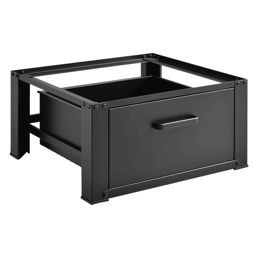 Pedestal para máquina de lavar roupacom gaveta até 150 kg Aço Alumínio 63 x 54 x 31 cm Preto en.casa