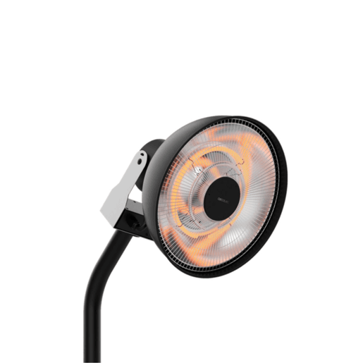 Cecotec Aquecedor para exteriores com 2100 W, resistência de carvão, 3 níveis de potência, proteção IP24 e inclinação ajustável.