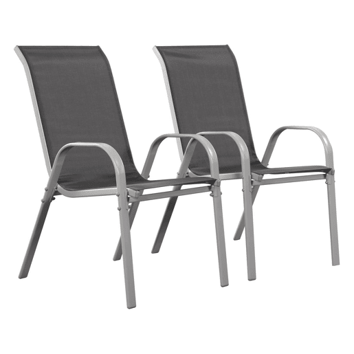 Poltrona de jardim Textilene Cordoba - Fénix - Cinza escuroPrata - Kit de 2