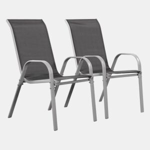 Poltrona de jardim Textilene Cordoba - Fénix - Cinza escuroPrata - Kit de 2
