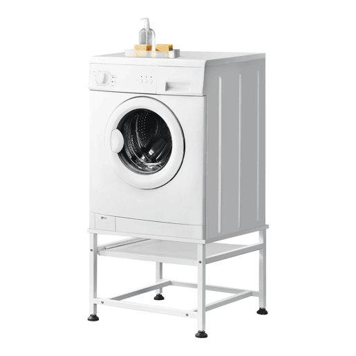 Pedestal para máquina de lavar roupa com prateleira máx. 150 kg Aço sinterizado 63 x 54 x 41 cm - Branco en.casa